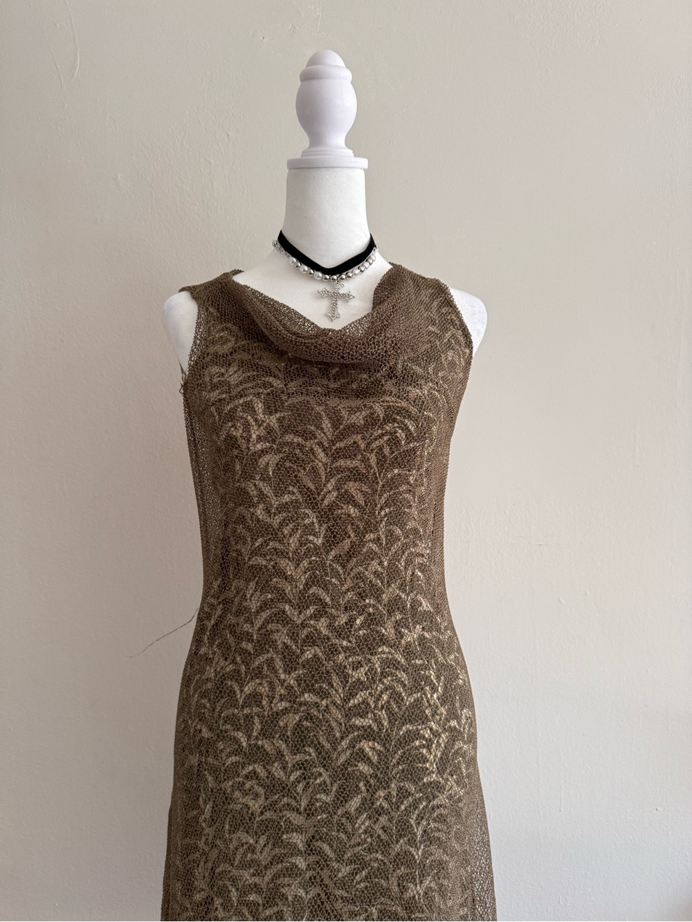 Sleeveless Silk 100% Cowl Neck Dress - Picture 7 of 8